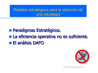 Modelos estratégicos para la selección de una estrategia ,[object Object],[object Object],[object Object],© 2000 Juan Ignacio Dalmau Porta 