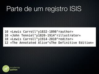 Parte de um registro ISIS
 