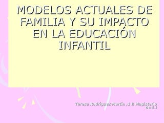 MODELOS ACTUALES DE FAMILIA Y SU IMPACTO EN LA EDUCACIÓN INFANTIL Teresa Rodríguez Martín ,1 B Magisterio de E.i 