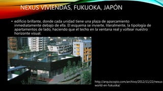 NEXUS VIVIENDAS, FUKUOKA, JAPÓN
• edificio brillante, donde cada unidad tiene una plaza de aparcamiento
inmediatamente deb...