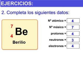 EJERCICIOS: 2. Completa los siguientes datos: 4 7 4 3 4 