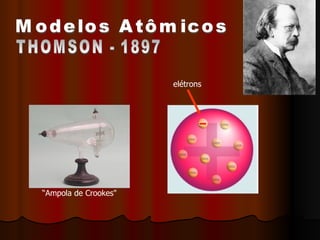 Modelos Atômicos THOMSON - 1897 “ Ampola de Crookes&quot;  elétrons 
