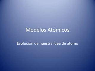 Modelos Atómicos

Evolución de nuestra idea de átomo
 
