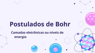 Postulados de Bohr
Camadas eletrônicas ou níveis de
energia
 