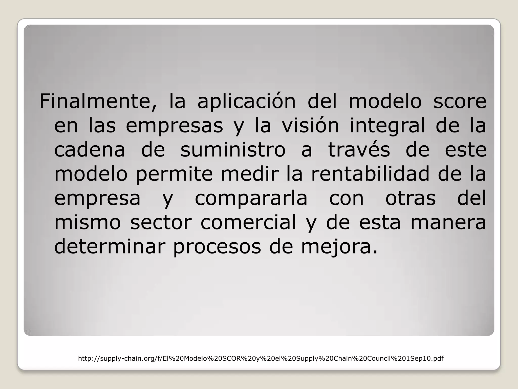 Modelo score en la cadena de suministro | PPTX