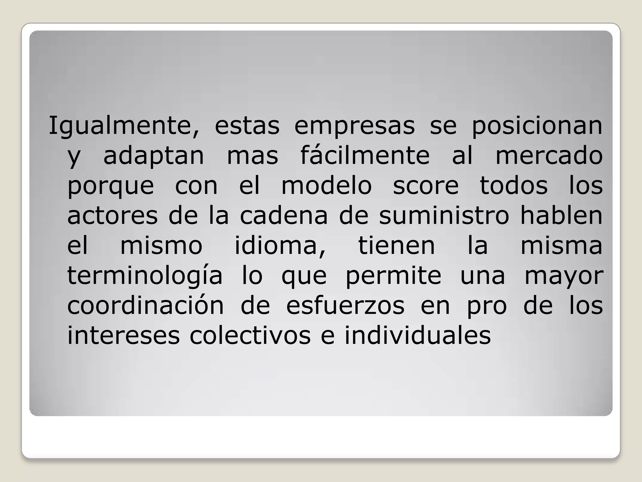 Modelo score en la cadena de suministro | PPTX