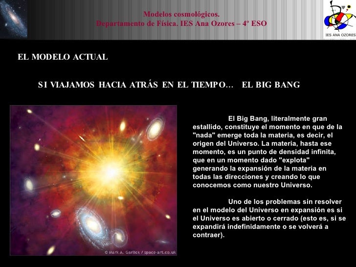 Resultado de imagen de El Modelo cosmológico del Big Bang
