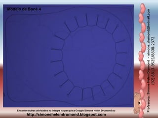 Professora:SimoneHelenDrumond-simone_drumond@hotmail.com
(92)8813-9525/8808-2372
Encontre outras atividades na integra na pesquisa Google Simone Helen Drumond ou
http://simonehelendrumond.blogspot.com
Modelo de Boné 4
 