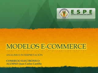MODELOS E-COMMERCE
ANÁLISIS E INTERPRETACIÓN

COMERCIO ELECTRÓNICO
ALUMNO: Juan Carlos Castillo
 