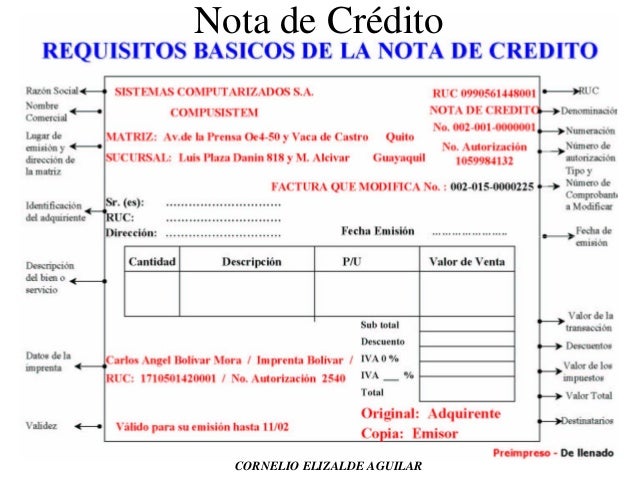 formato nota de credito