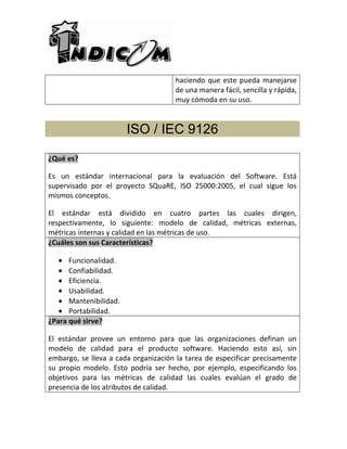 Modelos de de calidad software indicom