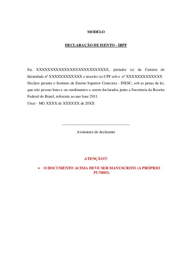 Modelos de declarações