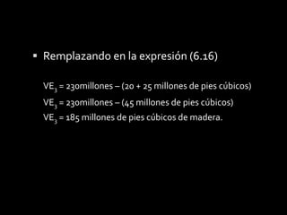  Para (b).Ahora se tiene que buscar el  agotamiento acumulado de los dos primeros años, es decir.Costo de agotamiento = $44,444.4	para el primer año y el costo de agotamiento para el segundo año es de $55, 555.5 la suma de ambos dará el valor total del costo de agotamiento total.					$44,444.4 + $55,555.5 = $99,999.9 Este valor se le debe restar al valor de $400,000 para determinar la cantidad de inversión  no agotada, para determinar el nuevo factor.