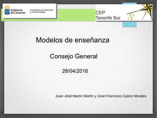 Modelos de enseñanza
Consejo General
28/04/2016
Juan José Martín Martín y José Francisco Castro Morales
 