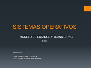 SISTEMAS OPERATIVOS
MODELO DE ESTADOS Y TRANSICIONES
ECCI
Presentado por:
EDWIN ALBERTO GIRALDO SUESCA
SEBASTIAN ANDRES VERGARA TERNERA
 