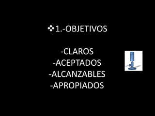 VALORAR LA CALIDAD ORGANIZACIONAL Y FUNCIONAL DE UN CENTRO EDUCATIVO.1.-OBJETIVOS-CLAROS-ACEPTADOS-ALCANZABLES-APROPIADOS2.-BUENAS COMUNICACIONESCOMUNICACIÓN LIBRE DE DISTORCIONESCONOCIMIENTO DE LA PROBLEMÁTICA DEL SISTEMADAR UN BUEN DIAGNOSTICO SOBRE LAS DIFICULTADES EXISTENTES