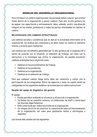 Modelos del desarrollo organizacional | PDF