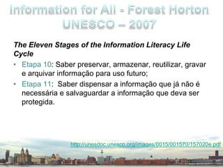 GuidelinesonInformationliteracy(IFLA – 2006)AvaliaçãoUsoAcessoAVALIAÇÃO Analisar