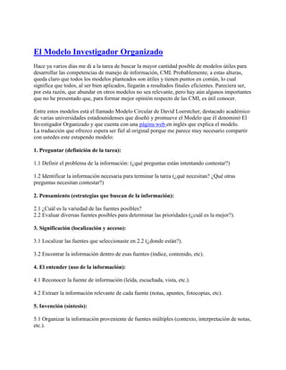 Modelos de Literacia de la Información