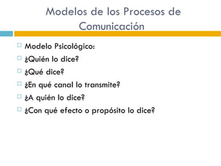 Modelos de Comunicación y Teorías de la Comunicación de Masas
