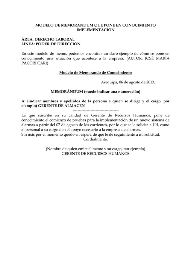 Modelos de memorandum