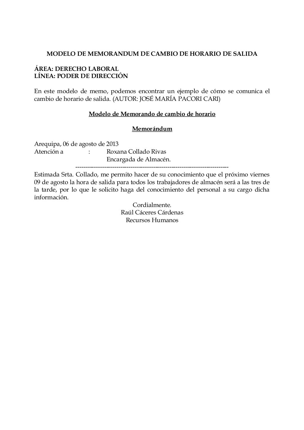 Modelos de memorandum