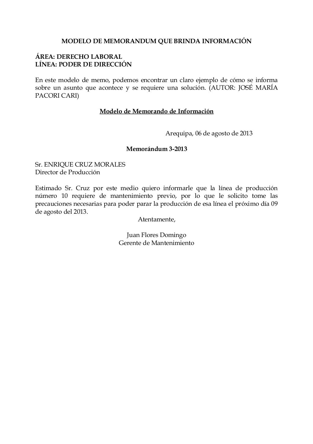 Modelos de memorandum