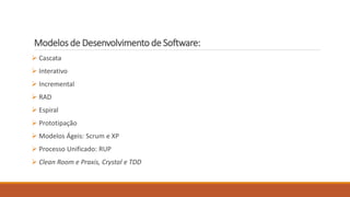Modelos de Processo e Desenvolvimento de Software 1 - Prof.ª Cristiane ...