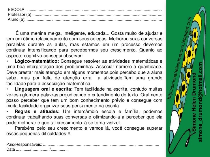 Relatorio de comportamento do aluno