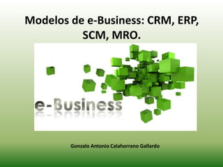 Modelos de e-Business: CRM, ERP,
SCM, MRO.
Gonzalo Antonio Calahorrano Gallardo
 