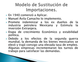 Modelos económicos en méxico DE 1940-1990
