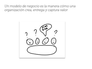 Un modelo de negocio es la manera cómo una
organización crea, entrega y captura valor
 
