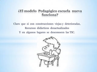 Claro que si con construcciones viejas y deterioradas,
Recursos didácticos desactualizados
Y en algunos lugares se desconocen las TIC.