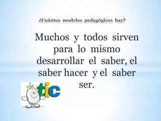 Muchos y todos sirven
para lo mismo
desarrollar el saber, el
saber hacer y el saber
ser.

 