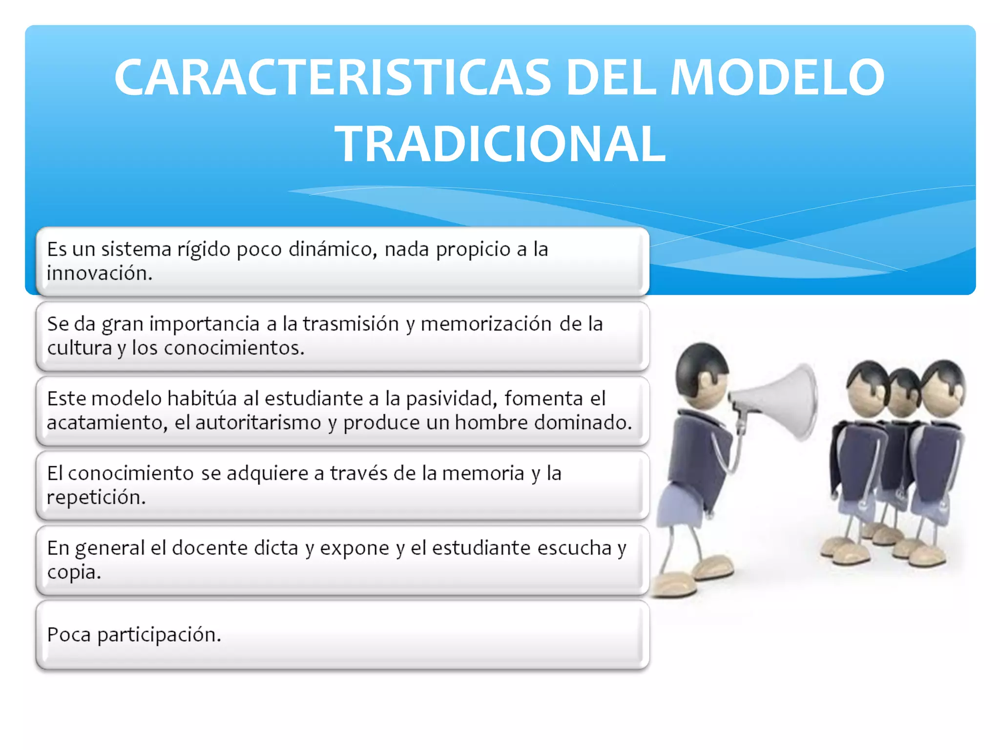 CARACTERISTICAS DEL MODELO
       TRADICIONAL
 