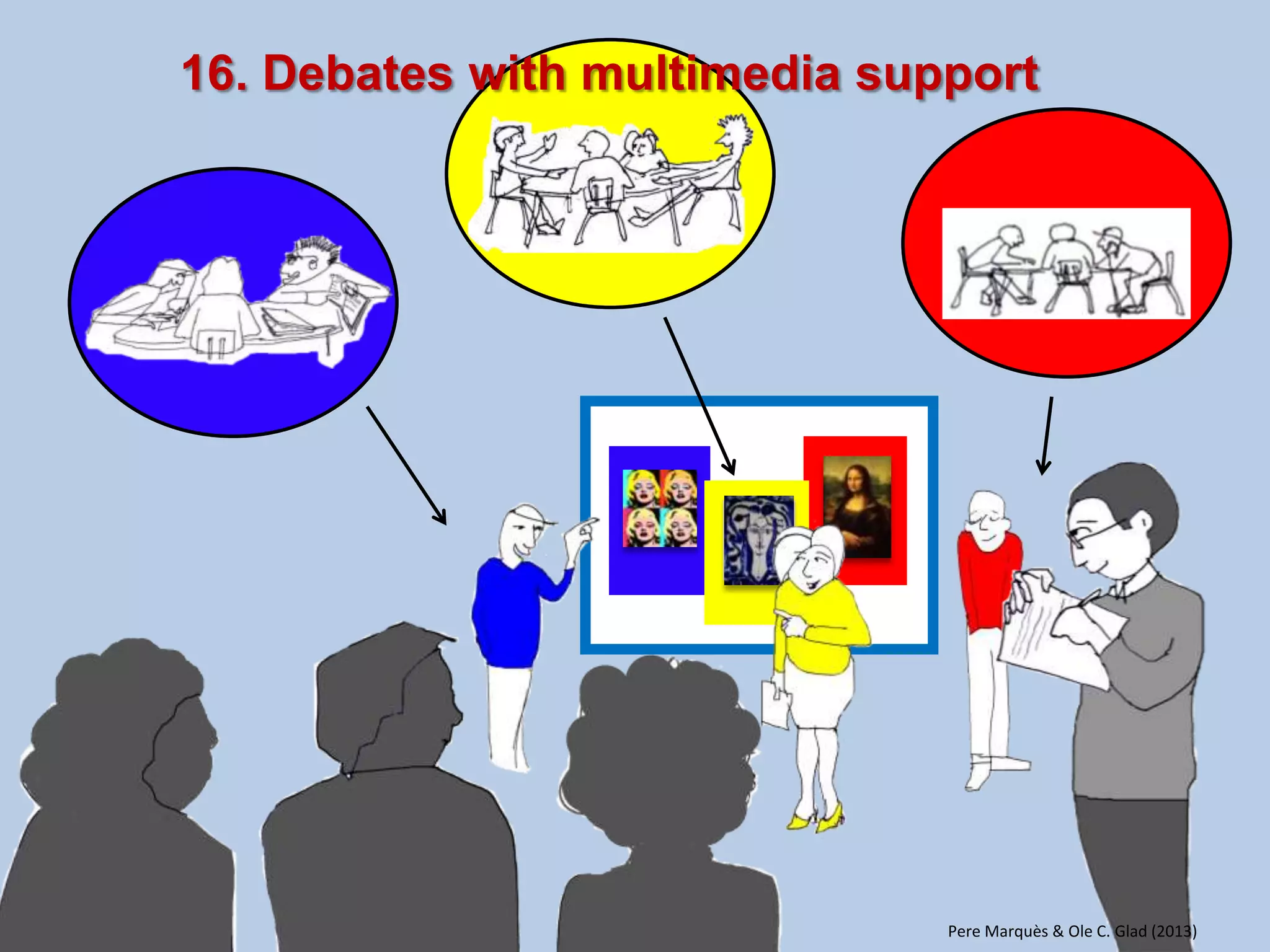 14. Presenting work done in collaboration with other schools/ videoconference on the DWB (Telematics projects) 
Working together 
Pere Marquès & Ole C. Glad (2013) 
Presenting together  