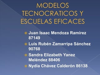  Juan Isaac Mendoza Ramírez
  87149
 Luis Rubén Zamarripa Sánchez
  90768
 Sandra Elizabeth Yanez
  Meléndez 88406
 Ny...