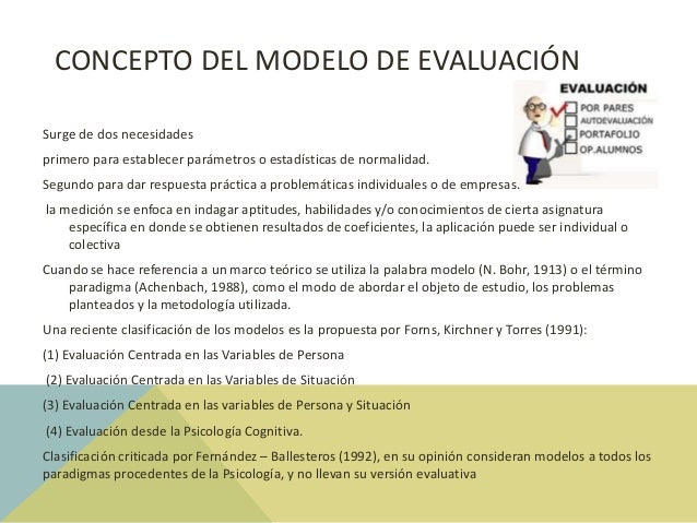 Modelos teoricos de evaluacion