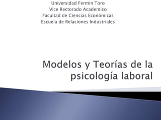 Universidad Fermin Toro
Vice Rectorado Academico
Facultad de Ciencias Económicas
Escuela de Relaciones Industriales
 
