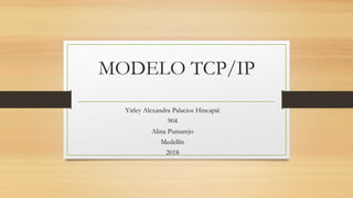 MODELO TCP/IP
Yirley Alexandra Palacios Hincapié
904
Alina Pumarejo
Medellín
2018
 