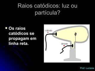 Os raios catódicos se propagam em linha reta.  Raios catódicos: luz ou partícula? Prof. Luciane 