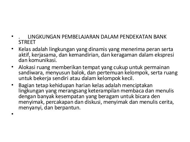 Model pendekatan bank street untuk anak usia dini