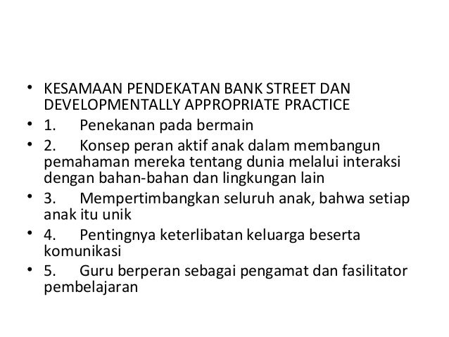 Model Pendekatan Bank Street Untuk Anak Usia Dini