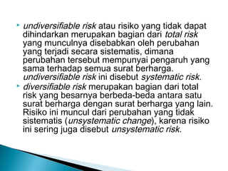 Undiversifiable Risk Examples Model penetapan harga aktiva modal | PPT