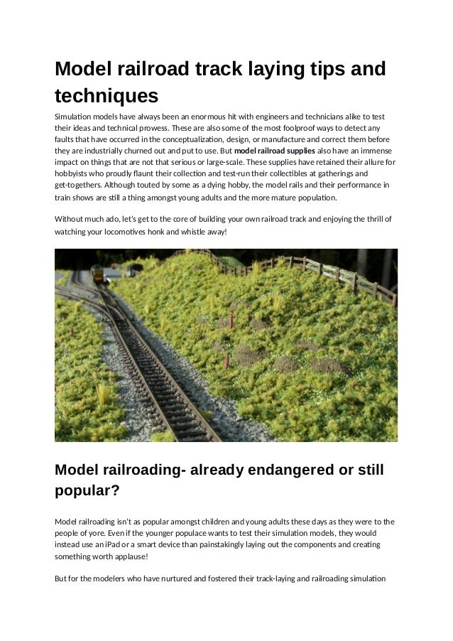 Model railroad track laying tips and techniques