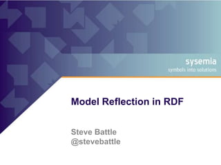 Model Reflection in RDF
Steve Battle
@stevebattle
 