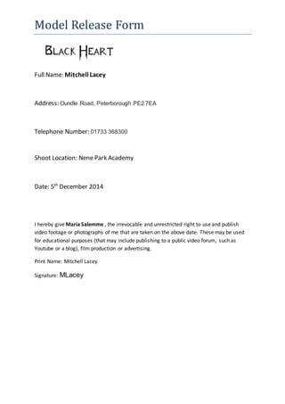 Model release form | DOCX