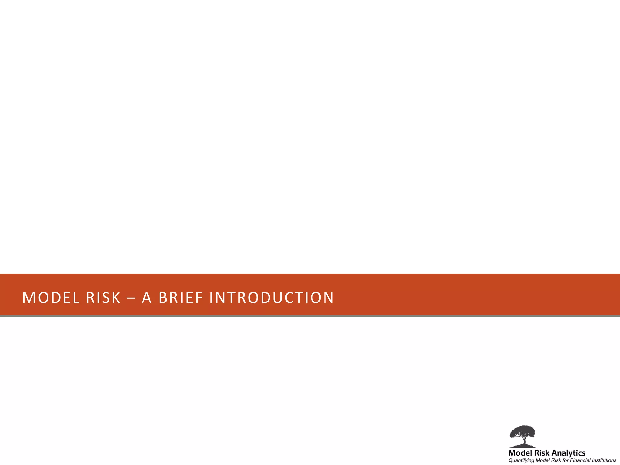 MODEL RISK – A BRIEF INTRODUCTION
 