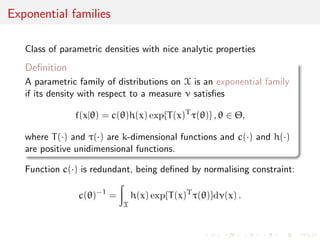 X1 + . . . + Xn 
n 
- E[X] 

 
dist. 
! N(0, 2) 
[proof: see Terry Tao's What's new, 5 January 2010] 
Delta method's Theorem 
If p 
nfXn - g 
dist. 
! Np(0,
) 
and g : Rp ! Rq is a continuously dierentiable function on a 
neighbourhood of  2 Rp, with a non-zero gradient rg(), then 
p 
n fg(Xn) - g()g 
dist. 
! Nq(0,rg()T
rg()) 
 