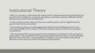 Models Approaches of Public Policy | PDF